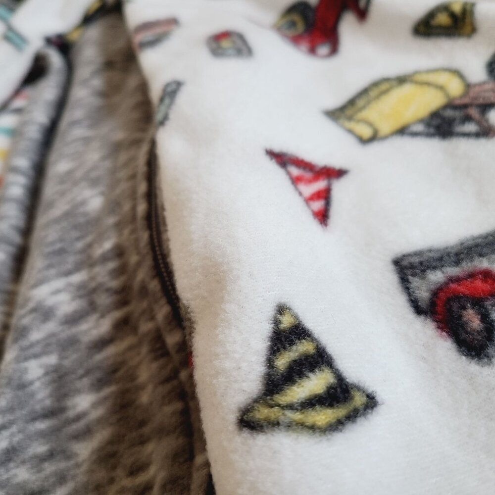 Baby Footed Pajamas Set Of 3 Size 2T & 4T Cozy Fleece With Vehicles & Stripes - Picture 7 of 16
